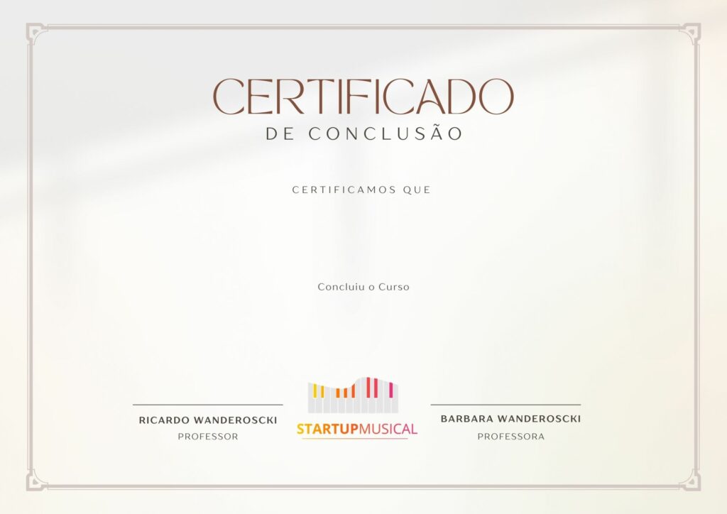 Certificado de Conclusão Startup Musical